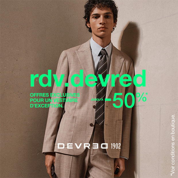 RDV.Devred : jusqu'à -50% pour un vestiaire d'exception, du 22 avril au 5 mai 2026
